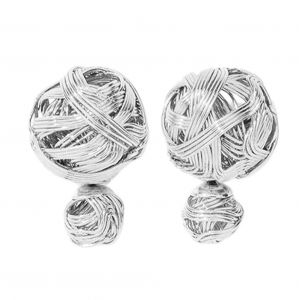 Pendentif Boule A Tricoter En Alliage Delicat, Clou D'oreille, Bijoux Pour Femmes Et Filles, Decoration, Cadeau, Argent - Neuf