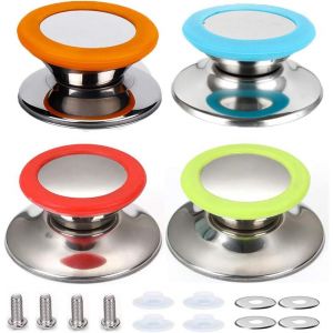 4 Pièces Couvercle Casserole, Boutons Couvercle Casserole(Rouge, Bleu, Vert, Orange), Pièces Rechange Pour Cuisinière À Usage Domestique, Cuisine Universel Remplacement Poignée Pot Knob Replacement - Neuf