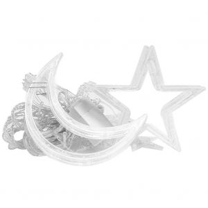 Hjlian Guirlande Lumineuse Led 138 Led Etanche En Forme D'etoile Et De Lune, 5 M, Pour Decoration De Noel Interieure, Blanc Chaud, Prise Ue 220 V - Neuf