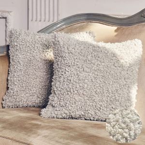 Lot De 2 Housses De Coussin Décoratives En Peluche Alpaga 50 X 50 Cm (Gris), En Fausse Fourrure, Pour Canapé, Salon, Chambre À Coucher - Neuf