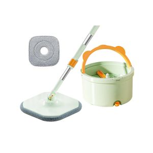 Ensemble balai &agrave; franges et seau avec compartiments &agrave; eau s&eacute;par&eacute;s et poign&eacute;e r&eacute;glable - Neuf