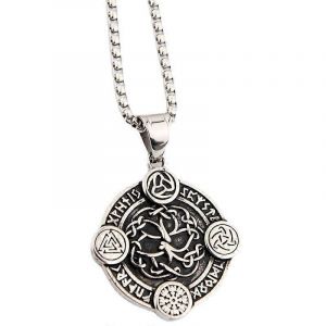 Vintage Men S Celtique Arbre De Vie Viking Rune Amulette Creux Collier Pendentif Personnalité Créative Odin Triangle Mode Luxe - Neuf