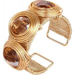 Kalsw-Bracelets Rigides Dor&eacute;s Pour Femmes Bracelet Empilable En Argent Bracelets Vintage De Style Boh&egrave;me Pour Femmes Bracelet Rigide Large Et Ajustable En Or Bijoux Tendance Et Originaux - Neuf