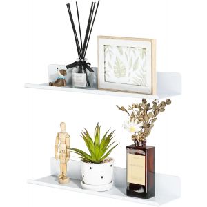 Lot De 2 Etagere Murale Sans Percage Salle De Bain, Etagere Murale Sans Vis En Aluminium, Tablettes Flottantes Adhésif Tablette Rangement Pour Cuisine, Salon, Chambre, 30cm Blanc - Neuf