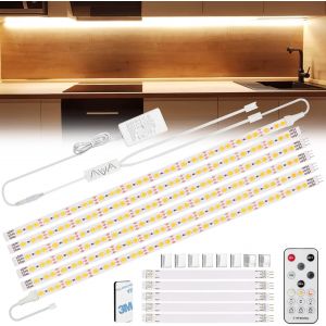 SUBZONAL-Ruban 180 LEDs 2700k Blanc Chaud 3 m, 12V avec T&eacute;l&eacute;commande et Prise, Kit D'&eacute;clairage &agrave; Intensit&eacute; Variable sous Armoire pour Meubles, Escalier, Placard, Cuisine, &eacute;tag&egrave;re - Neuf