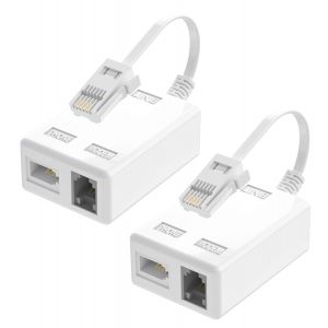 Lot De 2 R&eacute;partiteurs Bt Vers Adsl Rj11 &Agrave; Large Bande Internet, Microfiltre, Bt M&acirc;le Vers Bt Et Rj11 Femelle Pour Modem De Ligne Fixe, Routeur, Wi-Fi, C&acirc;ble R&eacute;partiteur Sky, Bt - Neuf
