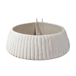 Jupe de sapin de No&euml;l, 75 x 75 x 24 cm, en peluche &agrave; rayures verticales et ajustable - Neuf