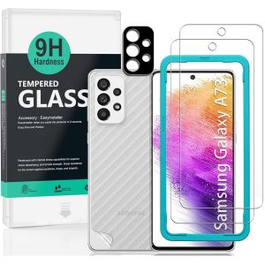 JGD-Protecteur d'&eacute;cran pour Samsung Galaxy A73 5G(6.7""),avec 2 pi&egrave;ces en verre tremp&eacute;,1 protection d'objectif d'appareil photo,1 film en fibre de carbone[pas de bulles] - Neuf