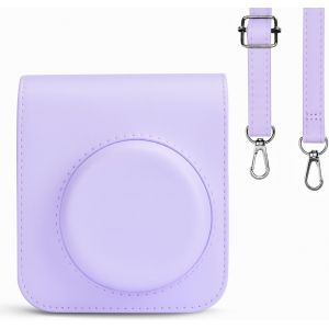 Housse pour Instax Mini 12-Étui de Protection en Cuir PU pour Appareil Photo Instantané Fujifilm Instax Mini 12-Étui Amovible avec Bandoulière-Violet - Neuf