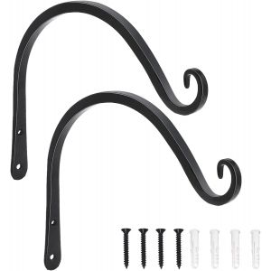 Lot De 2 Supports Muraux Pour Plantes Suspendues,Crochets Décoratifs Pour Pot De Fleurs,Lanterne,Mangeoire À Oiseaux En Plein Air,Carillon Éolien,Noir (20,3 Cm) - Neuf