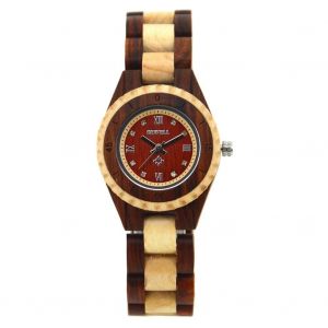 Couples En Bois Montre Bande De Bois Quartz Mouvement Hommes Femmes Montre-Bracelet (Rouge + Bois Femme) - Neuf