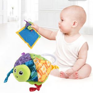 Hochet Doux A Motif De Dessin Anime Pour Bebe, Serviette A Bascule, Jouet Pour Enfant (Tortue Bleue) - Neuf