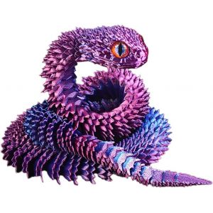 KAL-Jouet Serpent, Serpent 3D, Impression 3D, Serpent Imprimé En 3D, Jouets D'Animaux Imprimés En 3D, Modèle De Serpent, Décoration Statue De Serpent, Jouet À Presser Pour Autisme/Tdah, 45 Cm, Bleu V - Neuf