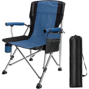 Lbgwp60-Cha De Camping, De Pêche, D'extérieur, Pliable, Portable, Avec Porte-Gobelet Et Poche Latérale, Pour Extérieur, Jardin, Camping, Barbecue, Supporte 150 Kg, Bleu - Neuf