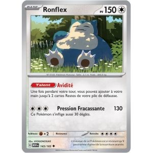 Carte Pok&eacute;mon - Ronflex - 143/165 - Ev3,5 151 Mew - Neuf