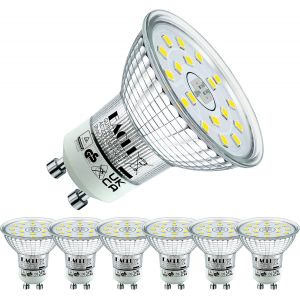 Tianyi-Gu10 Led 6000k Blanc Froid 4,9 Watts Remplace Les Ampoules Halogènes De 75w, Lot De 6, 585 Lm, Spot Sans Scintillement Ac 230 V, Angle De Faisceau De 120 Degrés, Lampe À Réflecteur Non Dimmabl - Neuf
