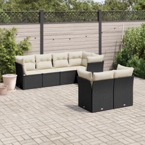 Prolenta Premium - Salon De Jardin 7 Pcs Avec Coussins Noir R&eacute;sine Tress&eacute;e - Neuf