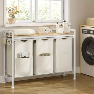 1pc Panier &agrave; linge avec compartiments, Collecteur de linge avec cadre en m&eacute;tal, Panier &agrave; linge sale, Sac &agrave; linge en tissu Oxford d&eacute;tachable, S&eacute;parateur de linge, Conteneur de linge, Pour salle de bain, chambre &agrave; coucher, Paniers &agrave; linge - Neuf