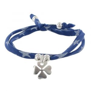 Les Poulettes Bijoux - Bracelet Double Tour Lien Etoiles Et Tr&egrave;fle Argent - Classics - Neuf