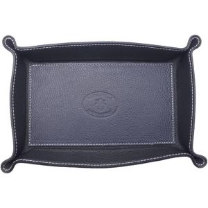 Lbgwp60-Vide-Poches En Cuir Véritable Fabriqué En Italie, Plateau De Rangement D'entrée, Vide Poches D'entrée, Vide-Poches Design Moderne En Cuir Rectangulaire Grand (Bleu) - Neuf