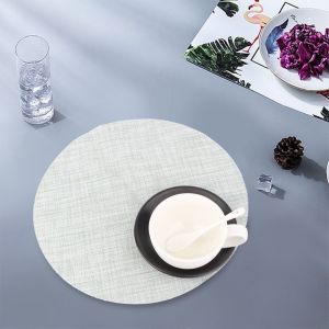 Hjlian Set De Table Isolant Thermique Antiderapant Et Impermeable, Pour Vaisselle, Assiette, Fourchette, Tapis Rond, Vert - Neuf