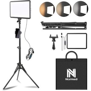 25cm*20cm Lumiere Photo, Lot De 2panneau D'éclairage Vidéo Led Kit 2800-6500 K Avec Usb/Support De Téléphone, 185cm Kit D'éclairage De Photographie À Intensité Variable Pour Portrait/Tiktok (2 Pack) - Neuf