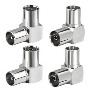 Antenne TV m&acirc;le vers femelle 90 degr&eacute;s connecteur coaxial d'antenne TV PAL femelle vers m&acirc;le adaptateur d'antenne &agrave; angle droit pour c&acirc;ble d'antenne c&acirc;ble satellite 4 pi&egrave;ces - Neuf