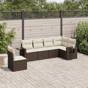 Prolenta Premium - Salon De Jardin Avec Coussins 6 Pcs Marron R&eacute;sine Tress&eacute;e - Neuf
