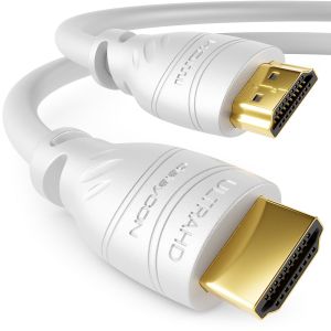 MEVRONISSHOP-15m C&acirc;ble HDMI 2.0a/b - Haute Vitesse avec Ethernet - UHD 2160p 4K@60Hz 4:2:0 HDCP 2.2 ARC CEC Ethernet 18Gbps 3D Full HD 1080p Dolby - Blanc - Neuf
