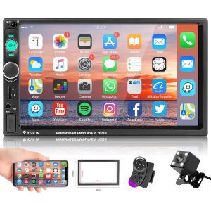 Autoradio 2 Din Bluetooth Mains Libres 7 Pouces Ecran Tactile Poste Radio Voiture USB|AUX|FM|TF|Mirror Link¿Caméra de Recul - Neuf