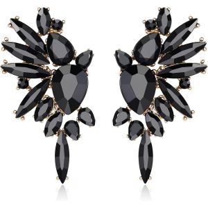 Kal-Boucles D'oreilles En Cristal Art Deco Marquise Drop Cluster Mariée Bling Pendantes Pour Dames Multicolor Ton D'or - Neuf