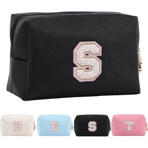 Maa-Trousse De Maquillage Personnalisée Avec Initiales Pour Femme, Trousse De Maquillage De Voyage, Trousse De Toilette, Cadeau D'anniversaire De Noël Pour Femmes Et Filles - Neuf