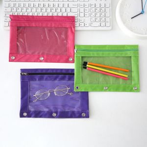 Crayon Cas, Pour Les 3-Ring Binder, 3 Pack 3 Trous Fermeture À Glissière Cas De Crayon, Tissu D'oxford Cas De Crayon Avec Fenêtre Transparente Pour Le Bureau, L'école Et Le Collège Des Fournitures - Neuf