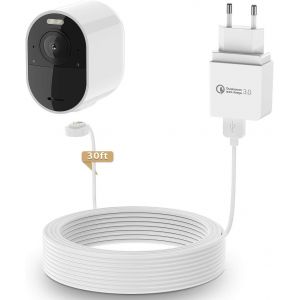Adaptateur d'Alimentation pour Arlo Ultra,Ultra 2,Pro 3,4,5 avec C&acirc;ble de Charge Magn&eacute;tique 9 m + Adaptateur 3.0 (Non Compatible avec Cam&eacute;ras Pro 3) - Neuf