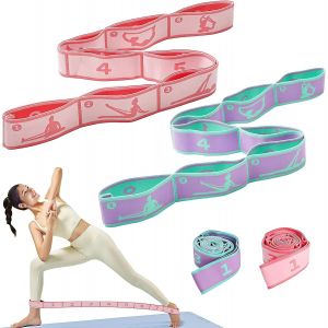 Élastique Musculation,Bande Elastique Musculation,Bande Elastique Fitness,2pcs Ils Sont Violet Vert + Rose, Utilisés Pour Le Pilates, La Danse, La Gymnastique Et Les Étirements Efficaces. - Neuf