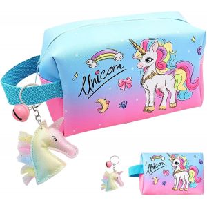 Trousse De Toilette Femme, Pochette Maquillage Avec Porte Cl&eacute;s, Lmperm&eacute;able Trousse &Agrave; Maquillage, Makeup Bag, Sac De Maquillage Portable Sac De Maquillage Multifonction Organisateur(Licorne) - Neuf