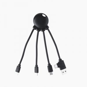 TRAHOO-C&acirc;ble Multi USB 4 en 1 en Forme de Pieuvre - Chargeur Universel en Plastique Recycl&eacute; issue des Oc&eacute;ans - Prise USB, USB-C, Lightning, Micro USB - Compatible avec tous les Smartphone - Octopus O - Neuf