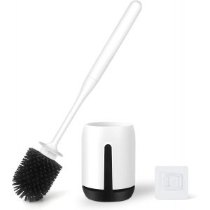 Kalanka-Brosse Wc &Agrave; T&ecirc;te Rond,Brosse Toilettes En Silicone,Balayette Wc Montage Mural Ou Au Sol,Antibact&eacute;rienne &Agrave; S&eacute;chage Rapide,Brosse Toilettes &Agrave; Manche Long,Brosse Pour Nettoyage De Salle De Bain - Neuf