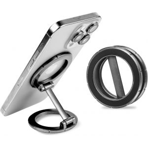 JGD-Support magn&eacute;tique pour t&eacute;l&eacute;phone portable - Double anneau r&eacute;glable - Pliable - Rotation &agrave; 360&deg; - Compatible avec iPhone 16/15/14/13/12 - Neuf