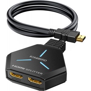 VornixorSarlshop-KiWiBiRD Splitter HDMI 2 Sorties simultan&eacute;es, repartiteur HDMI 1 entr&eacute;e 2 Sorties, duplicateur HDMI 4K 1440p 1080p HDCP 3D Compatible avec PC Ordinateur Portable PS4 PS5 Box TV proje - Neuf
