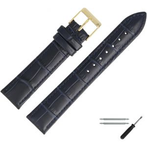 Kal-Bracelet De Montre 18mm Cuir Bleu Alligator Gaufrage Avec Couture - Kit De Montage D'outils 2771851000220 - Neuf