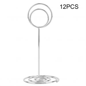 HJLIAN Lot de 12 pinces a numero de table en forme de double cercle, support pour carte de visite, trombone (argent) - Neuf