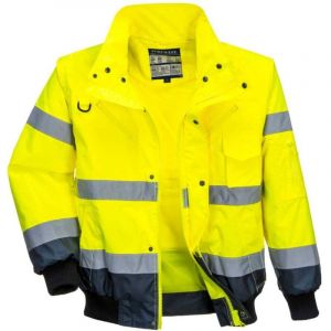 Portwest - Blouson Haute Visibilit&eacute; 3 En 1 Manches Amovibles Bicolore Jaune / Marine Xs - Neuf