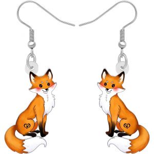 Kal-Boucles D'oreilles Renard Carton Renard Pendantes Fantaisie Animaux Cute Bijoux Cadeaux Pour Femme Filles - Neuf