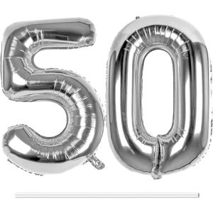 Ballons Anniversaire 50 Ans Argent&eacute;, 83Cm Helium Ballon Chiffre 5 Et 0 Numero Aluminium Ballon D&eacute;coration Birthday 50 An Pour Homme Femmes De F&ecirc;tes D'Anniversaires - Neuf