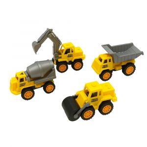 Pack de 4 V&eacute;hicules de Chantier &agrave; R&eacute;trofriction 11cm &ndash; V&eacute;hicules de Travaux Publics R&eacute;alistes pour Enfants - Neuf