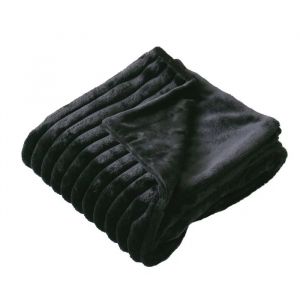 Plaid Doux Et Flanelle 125 X 150 Cm Mathis Noir - Neuf