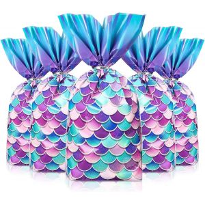 Lot De 50 Sacs À Bonbons En Cellophane Motif Queue De Poisson Pour Filles, Décorations De Mariage, Sacs À Friandises Pour Fête D'anniversaire - Neuf