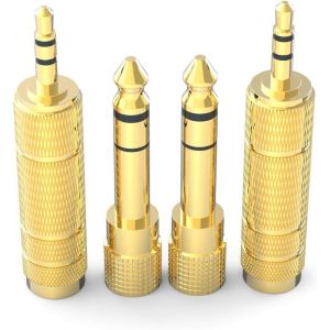 Adaptateur Audio Auxiliaire Jack 6,35 Mm Vers Jack 3,5 Mm Avec Contacts Plaqués Or Pour Casque/Enceintes/Guitare/Piano - Neuf