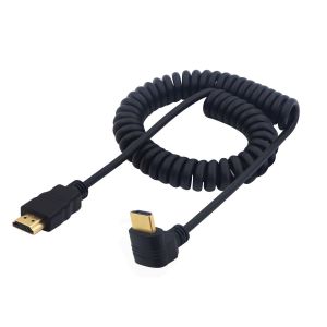 ERYI-Angle Droit Hdmi Câble Coiled 90 Degrés Angle Vers Le Bas Hdmi Mâle Spirale Câble Haute Vitesse Prend En Charge 4K 60Hz 1080P Compatible Pour Tv Pc Ordinateur Portable (Angle Down ) - Neuf